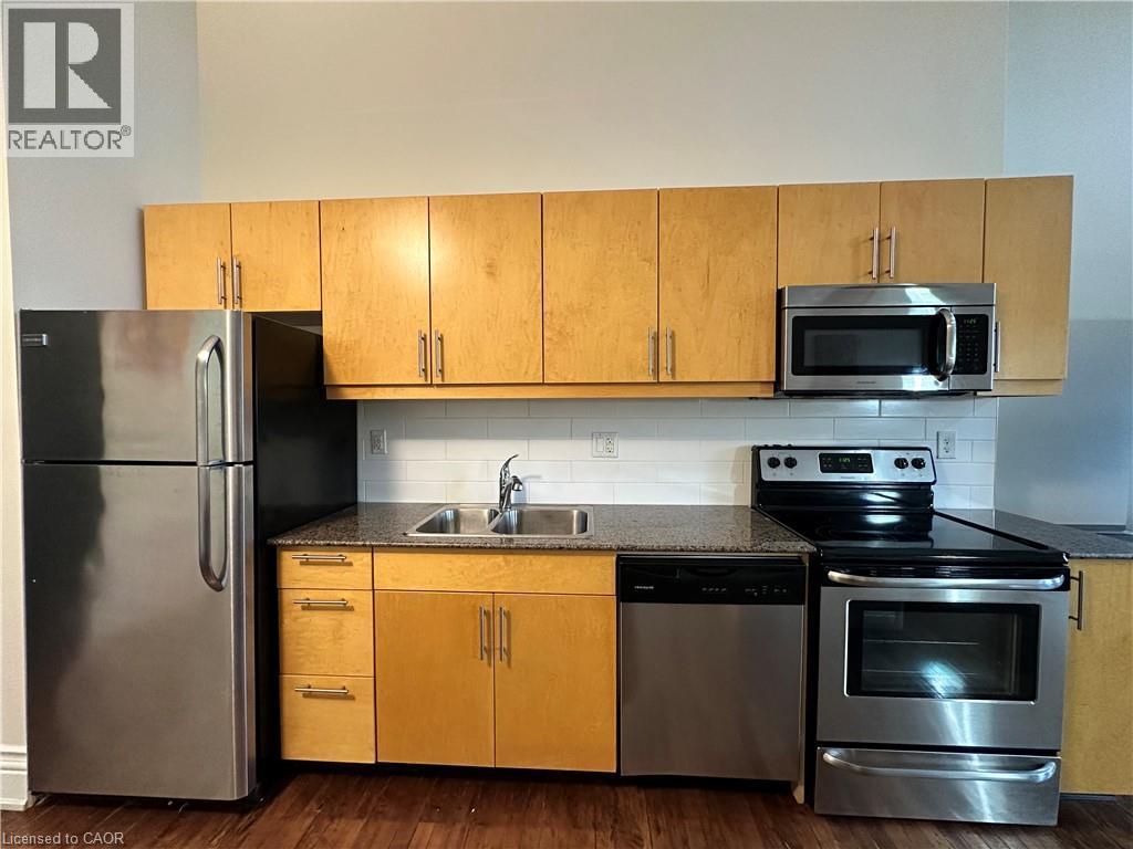 200 Stinson Street Unit# 310, Hamilton, ON - Indoor Photo Showing Kitchen With Stainless Steel Kitchen With Double Sink