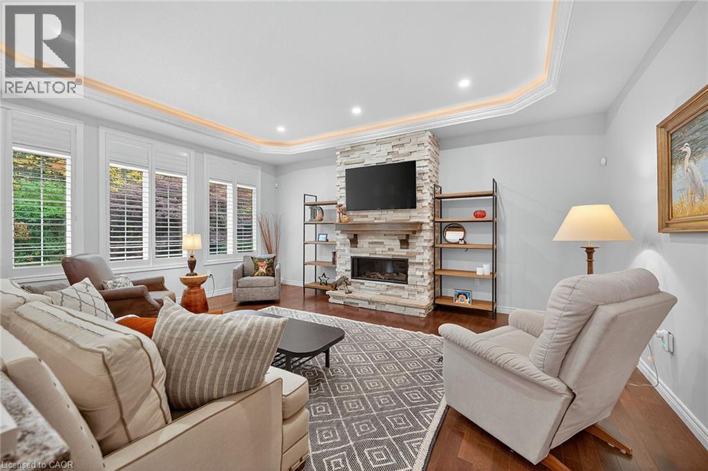 248 Cloverleaf Drive, Ancaster, ON - Indoor Photo Showing Living Room With Fireplace