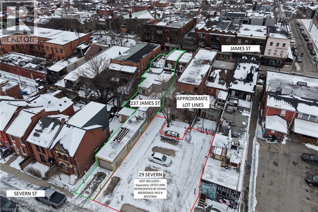 Visual lot lines for refrence - Approximate , 29 severn not included in sale of property - Separatly represented by designated agent. - 237 James Street N, Hamilton, ON