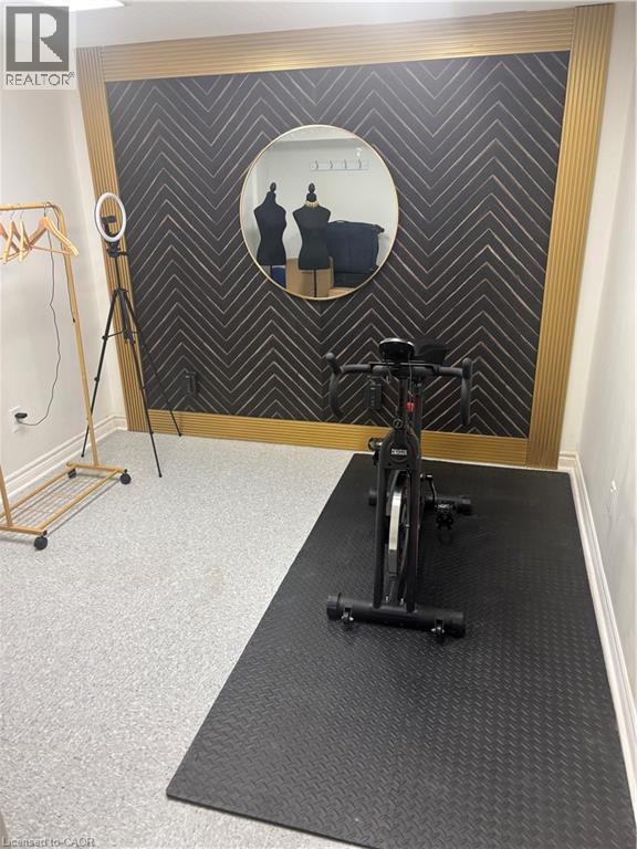 Bedroom 1 in the basement - nice feature wall great for content creators. - 46 Novoco Drive, Hamilton, ON - Indoor