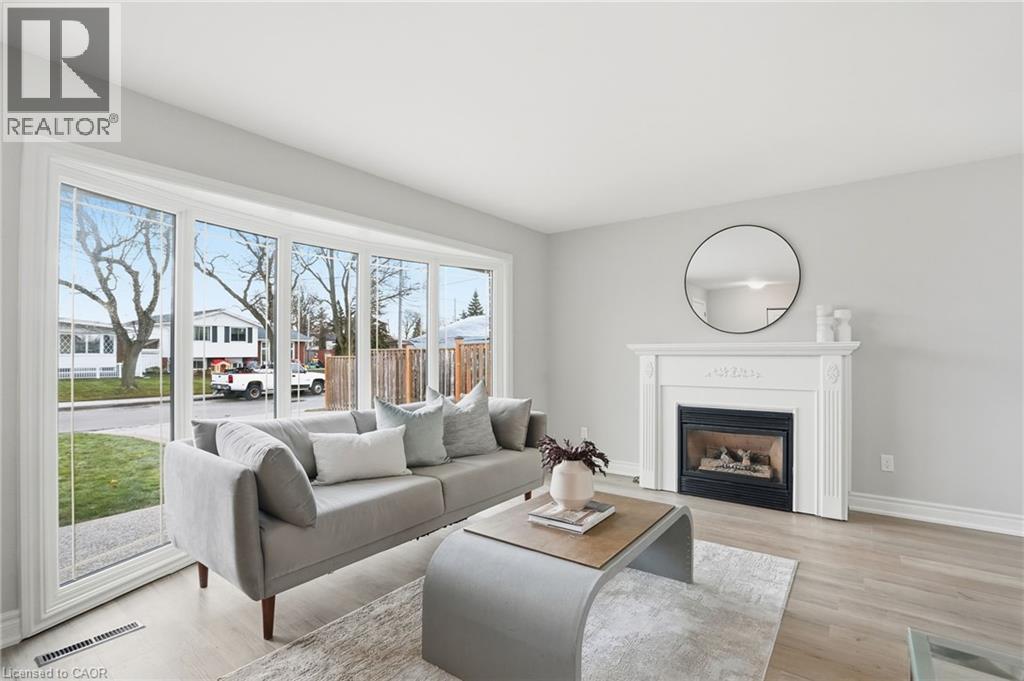 38 Coral Drive, Hamilton, ON - Indoor Photo Showing Living Room With Fireplace