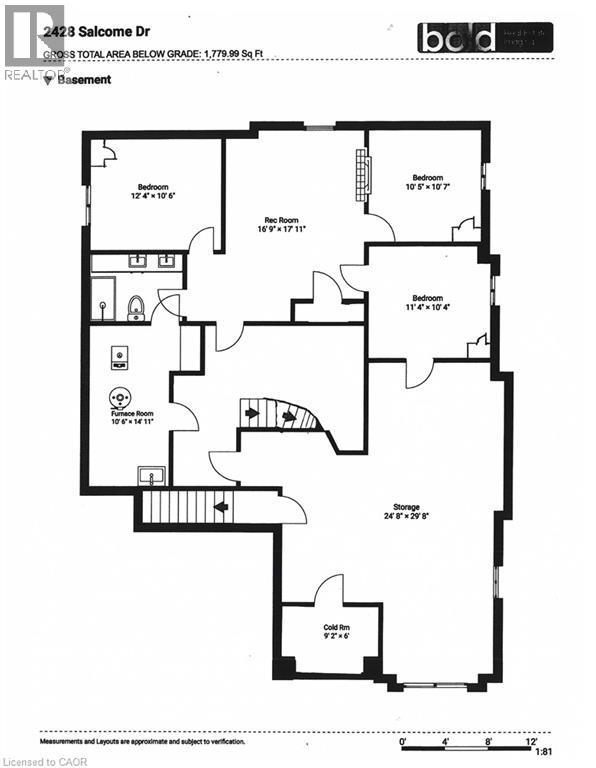 Basement Floorplan - 2428 Salcome Drive, Oakville, ON - Other