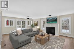 Virtually staged family room -