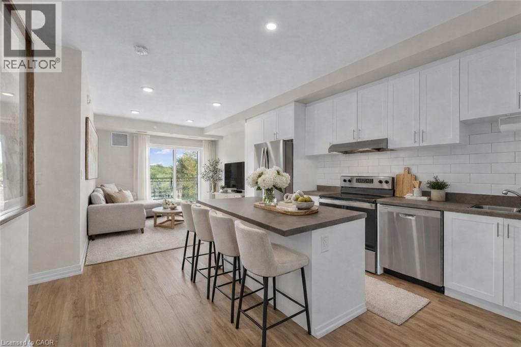 virtually staged - 50 Herrick Avenue Unit# 231, St. Catharines, ON - Indoor Photo Showing Kitchen With Upgraded Kitchen