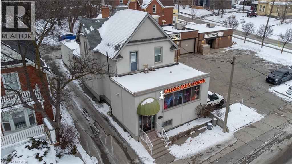 View of snowy aerial view - 612 King Street E, Kitchener, ON