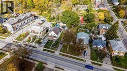 Aerial perspective of suburban area -