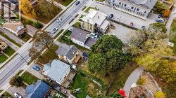 Aerial perspective of suburban area -