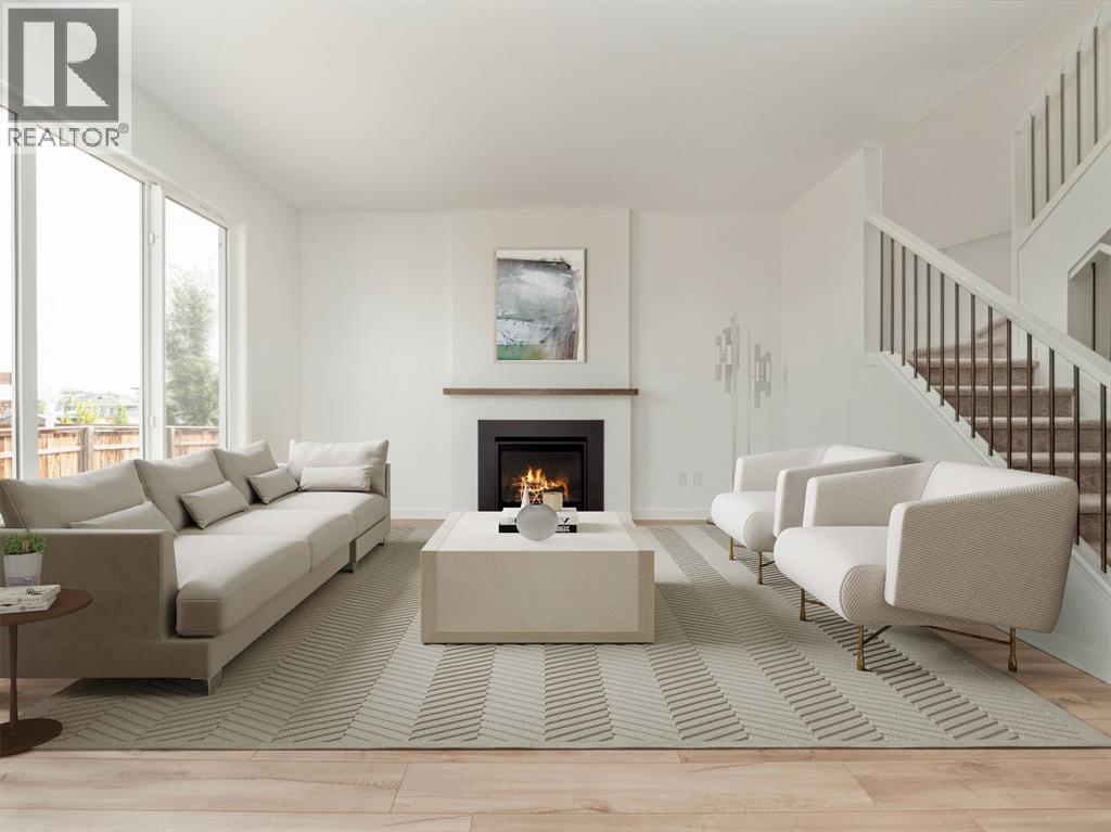 730 Violet Place W, Lethbridge, AB - Indoor Photo Showing Living Room With Fireplace