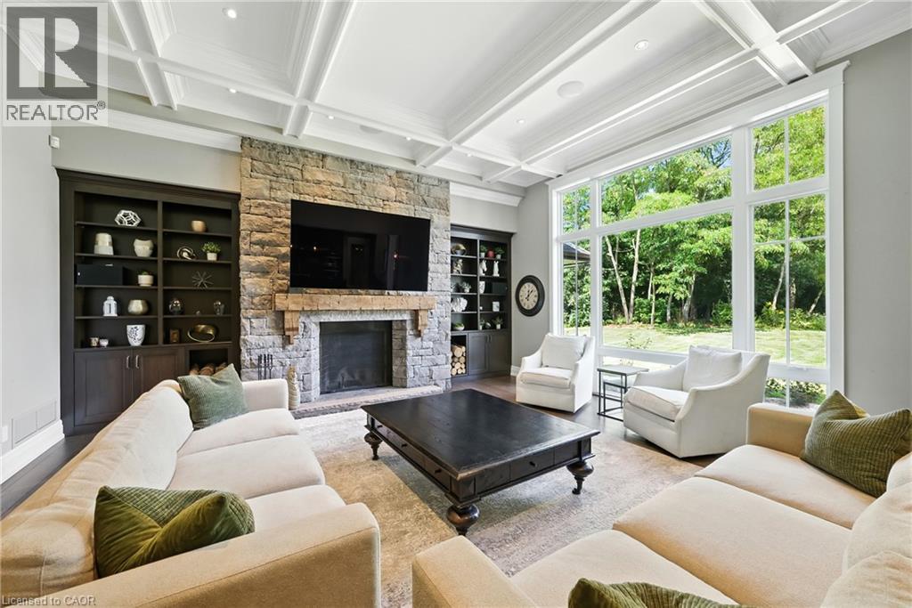 Family Room - 597 Old York Road, Burlington, ON - Indoor Photo Showing Living Room With Fireplace