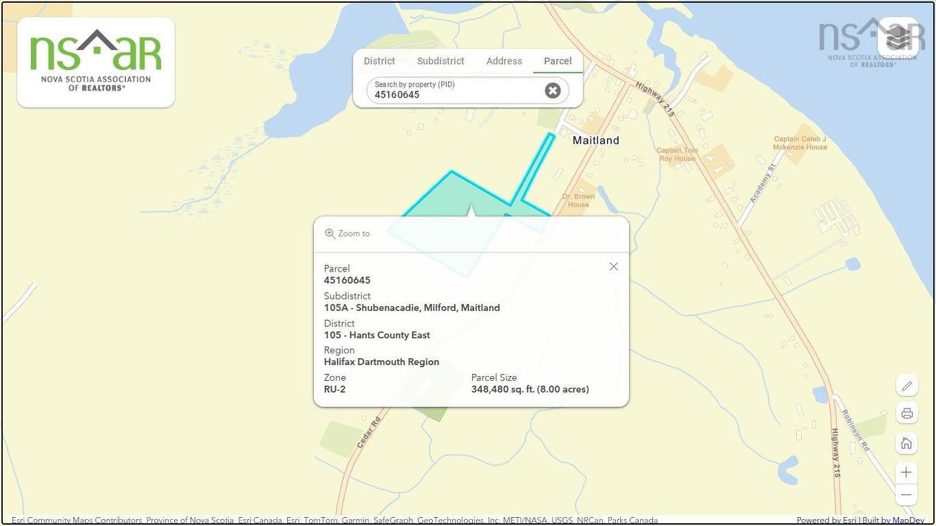 8 Acres Cedar Road, Maitland, NS