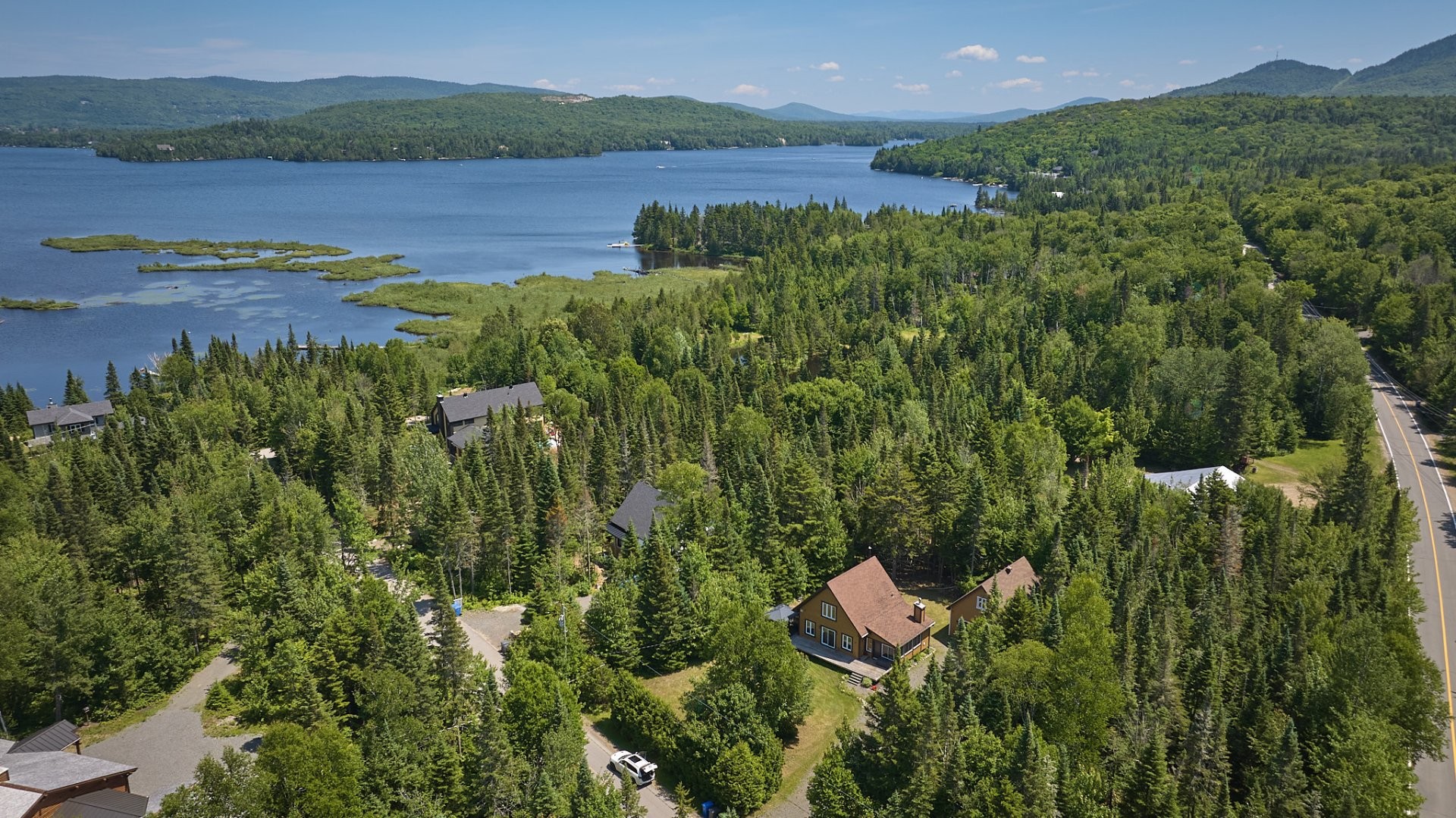 Aerial View - 51 Ch. Solange, Saint-Donat, QC - Outdoor With Body Of Water With View