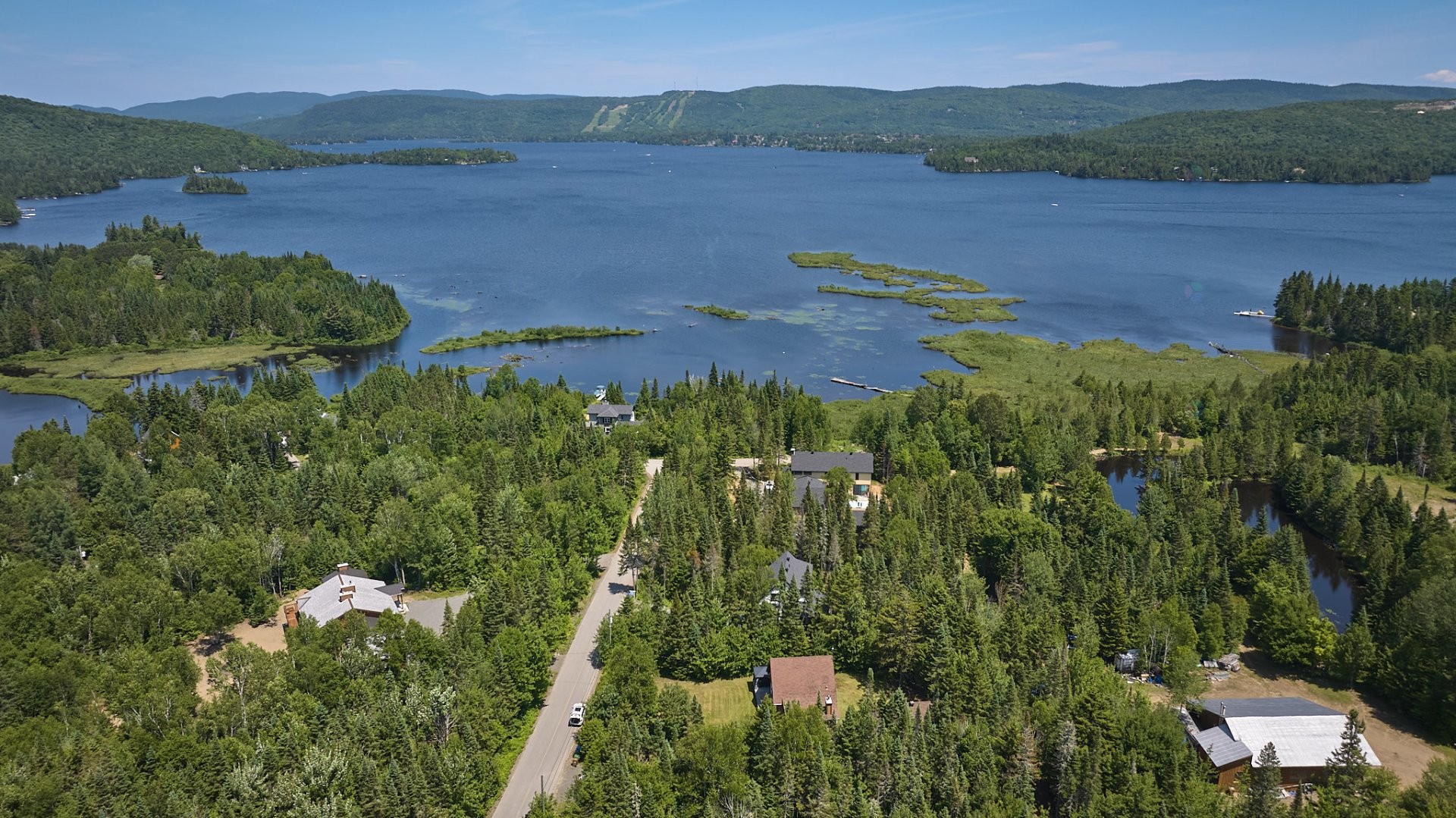 Aerial View - 51 Ch. Solange, Saint-Donat, QC - Outdoor With Body Of Water With View