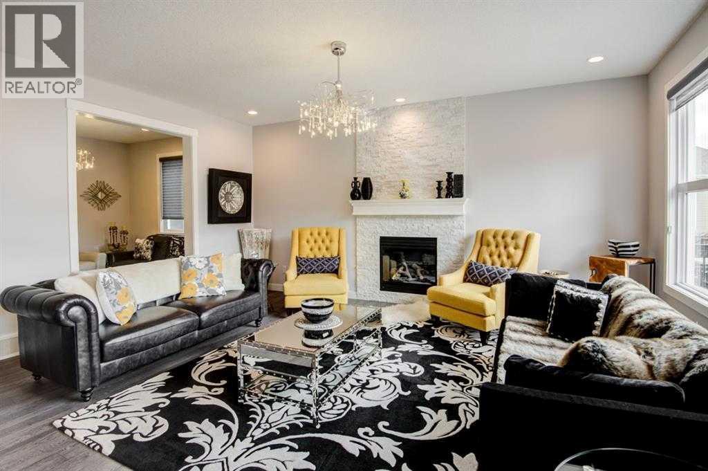 53 Sherwood Square Nw, Calgary, AB - Indoor Photo Showing Living Room With Fireplace