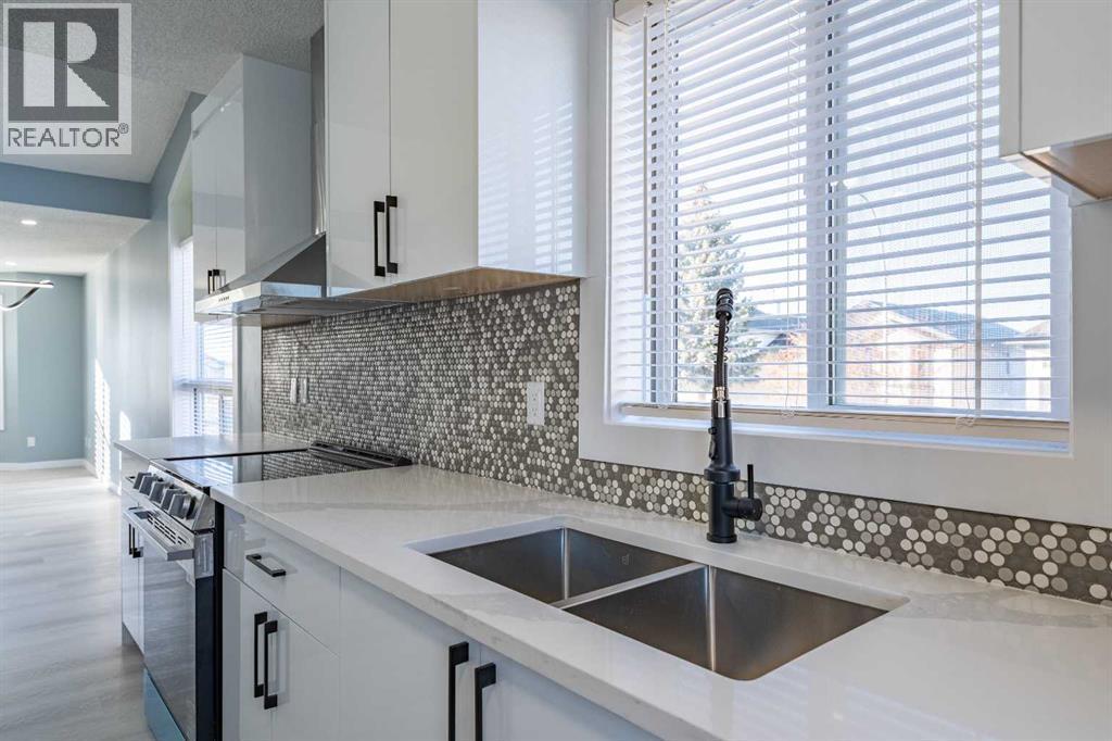 134 Erin Meadow Crescent Se, Calgary, AB - Indoor Photo Showing Kitchen With Double Sink