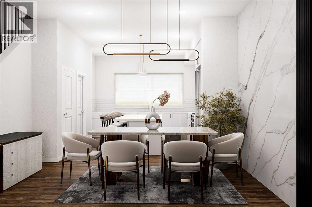 Furnished Rendering - Dining/Kitchen - 640 Masters Road Se, Calgary, AB - Indoor Photo Showing Dining Room