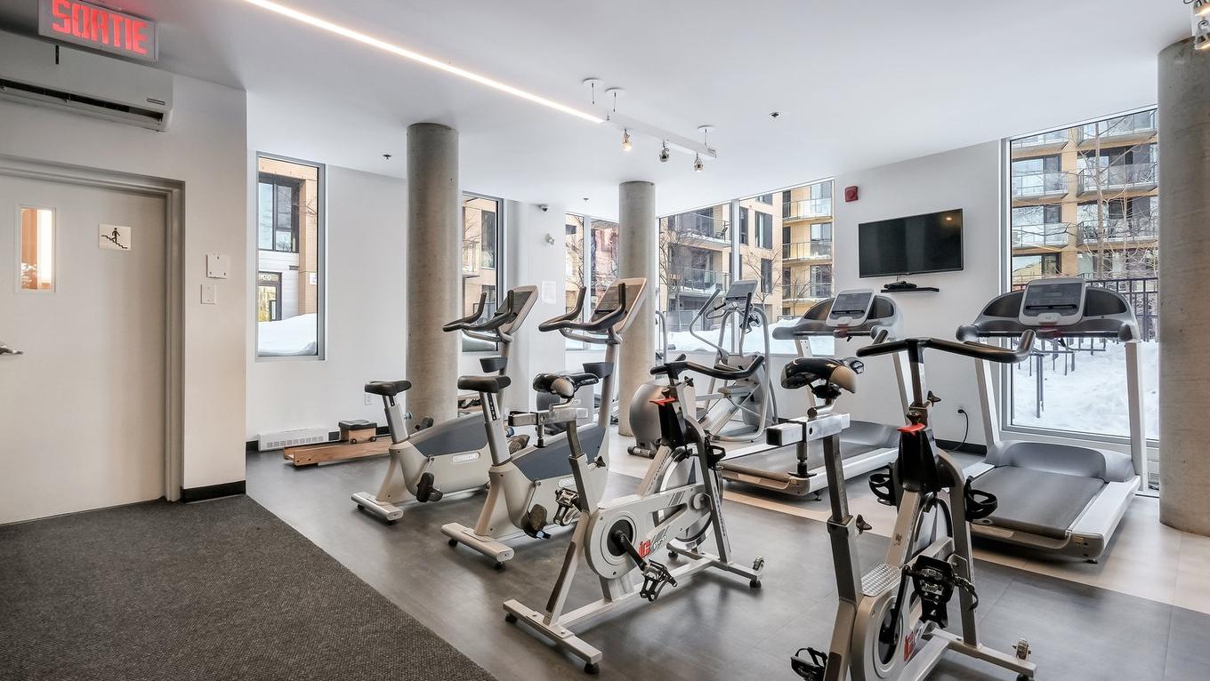 Salle d'exercice - 401-3900 Rue Marcel-Pepin, Montréal (Rosemont/La Petite-Patrie), QC - Indoor Photo Showing Gym Room