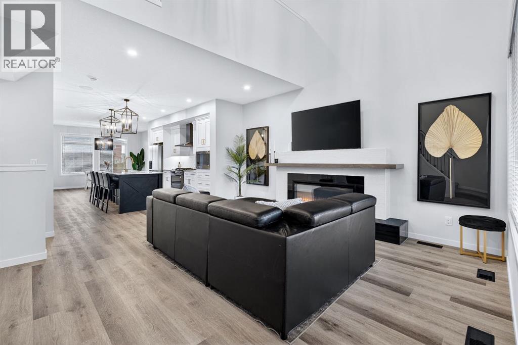 413 Belmont Park Sw, Calgary, AB - Indoor With Fireplace