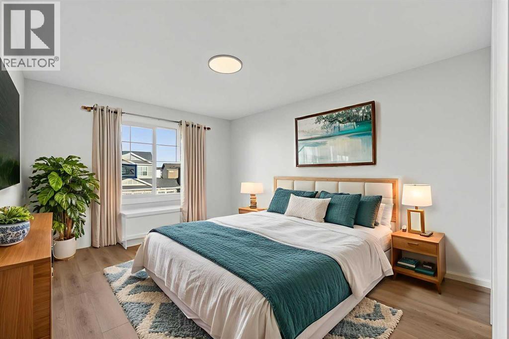 Virtually Staged - 202 Kinniburgh Loop, Chestermere, AB - Indoor Photo Showing Bedroom