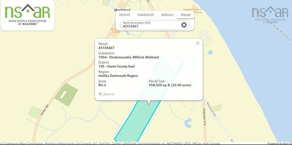 22 Acre 215 Highway, Maitland, NS