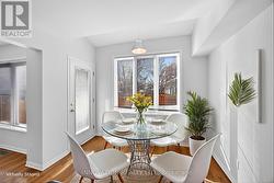 Good sized eating area with access to back deck -