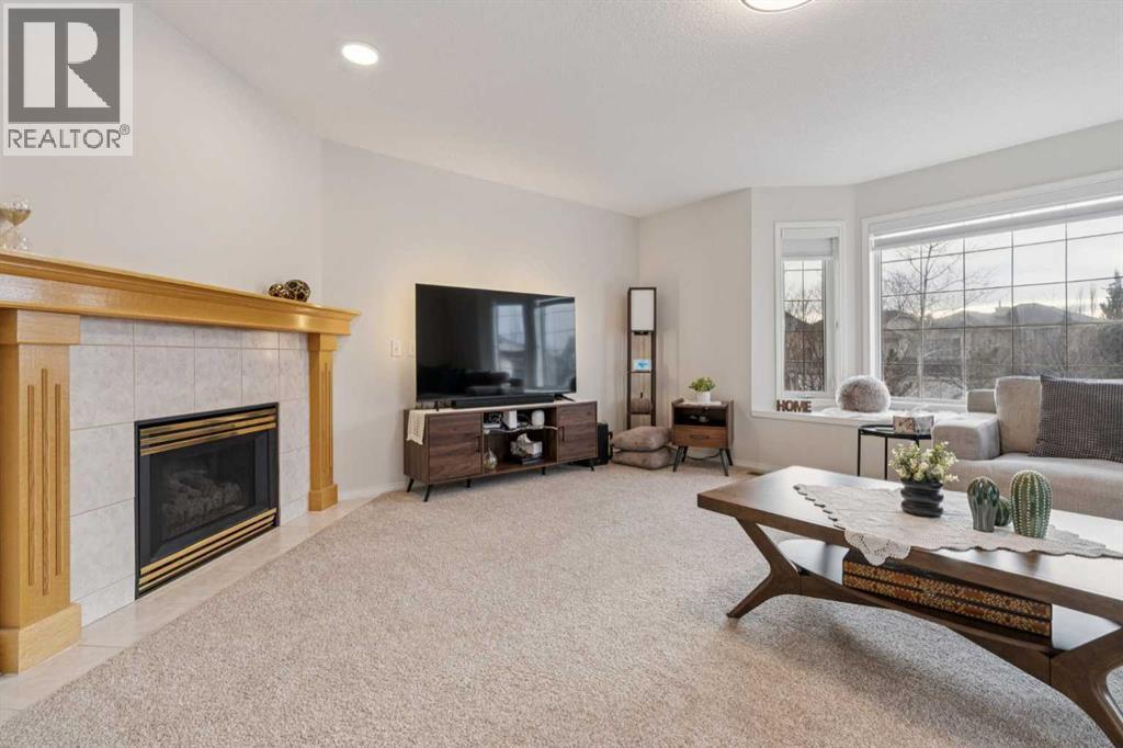 328 Douglas Glen Heath Se, Calgary, AB - Indoor Photo Showing Living Room With Fireplace