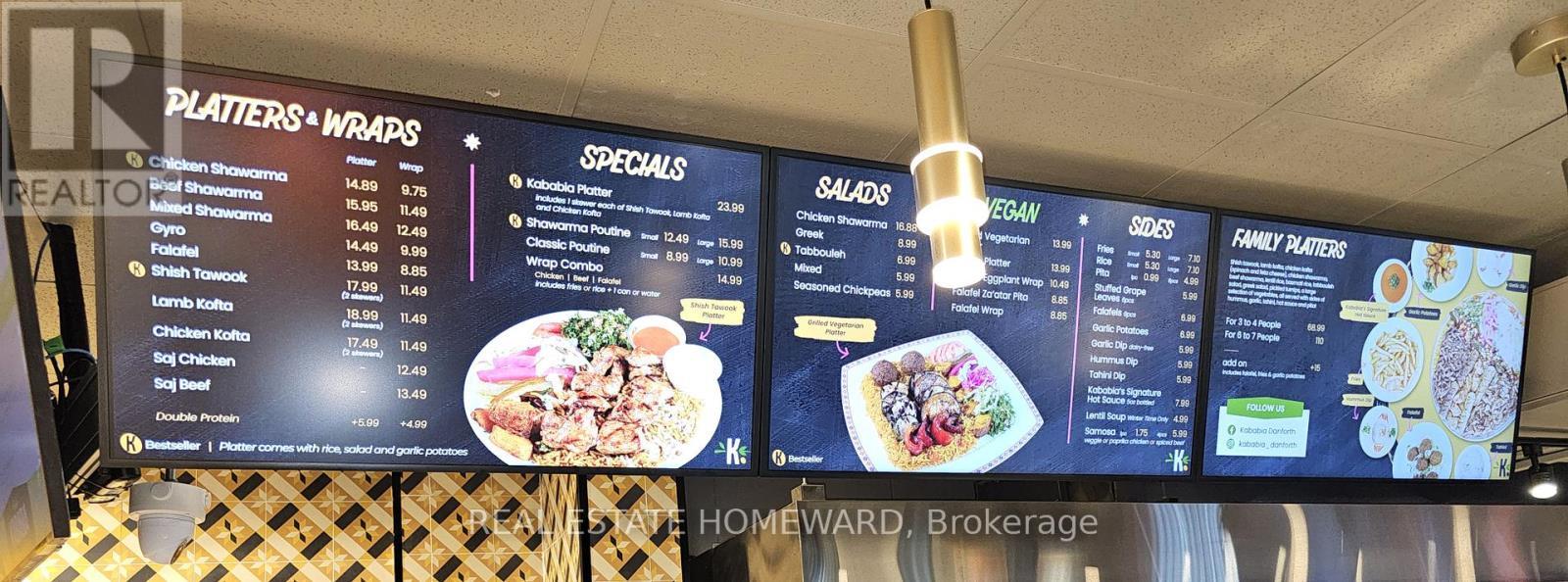 Dynamic Menu displays - Main & Basement - 3032 Danforth Avenue, Toronto, ON