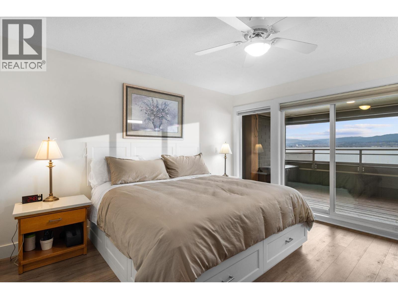 2nd Floor Primary bedroom and ensuite with private deck. - 2777 Casa Loma Road Unit# 207, West Kelowna, BC - Indoor Photo Showing Bedroom