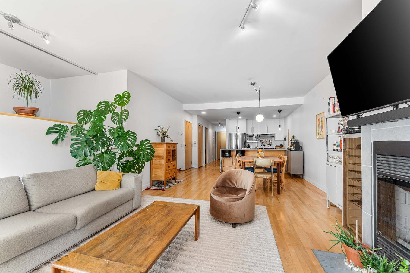 Overall view - 2-1919 Rue Beaudry, Montréal (Ville-Marie), QC - Indoor Photo Showing Living Room With Fireplace