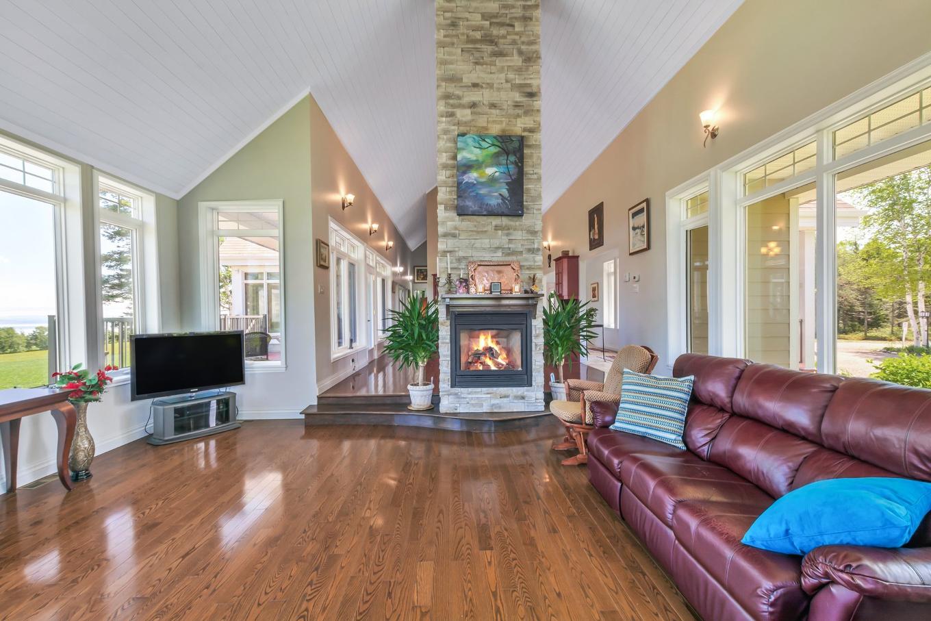 Vue d'ensemble - 3341 Route Du Fleuve, Les Éboulements, QC - Indoor Photo Showing Living Room With Fireplace