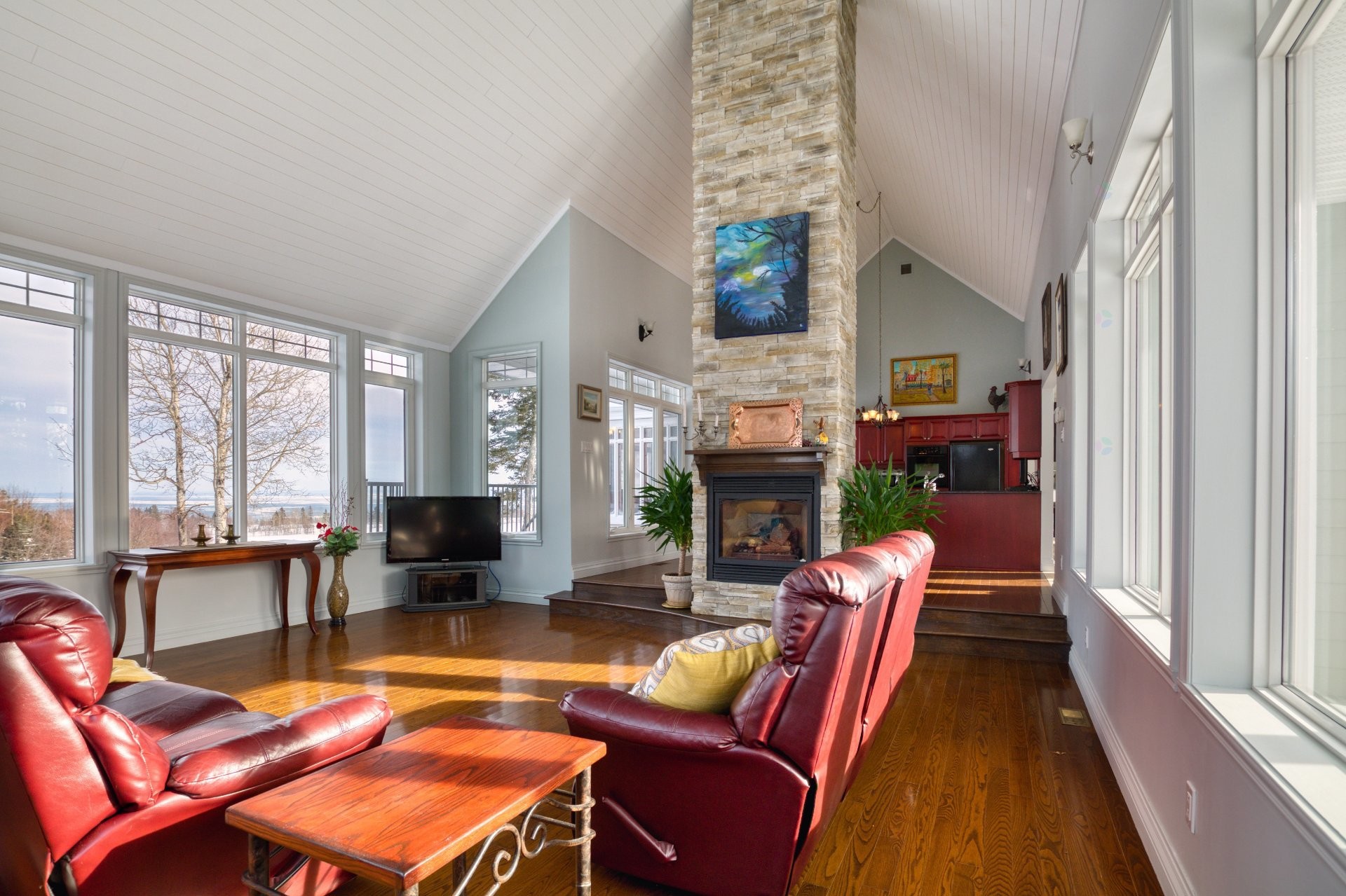 Salon - 3341 Route Du Fleuve, Les Éboulements, QC - Indoor Photo Showing Living Room With Fireplace