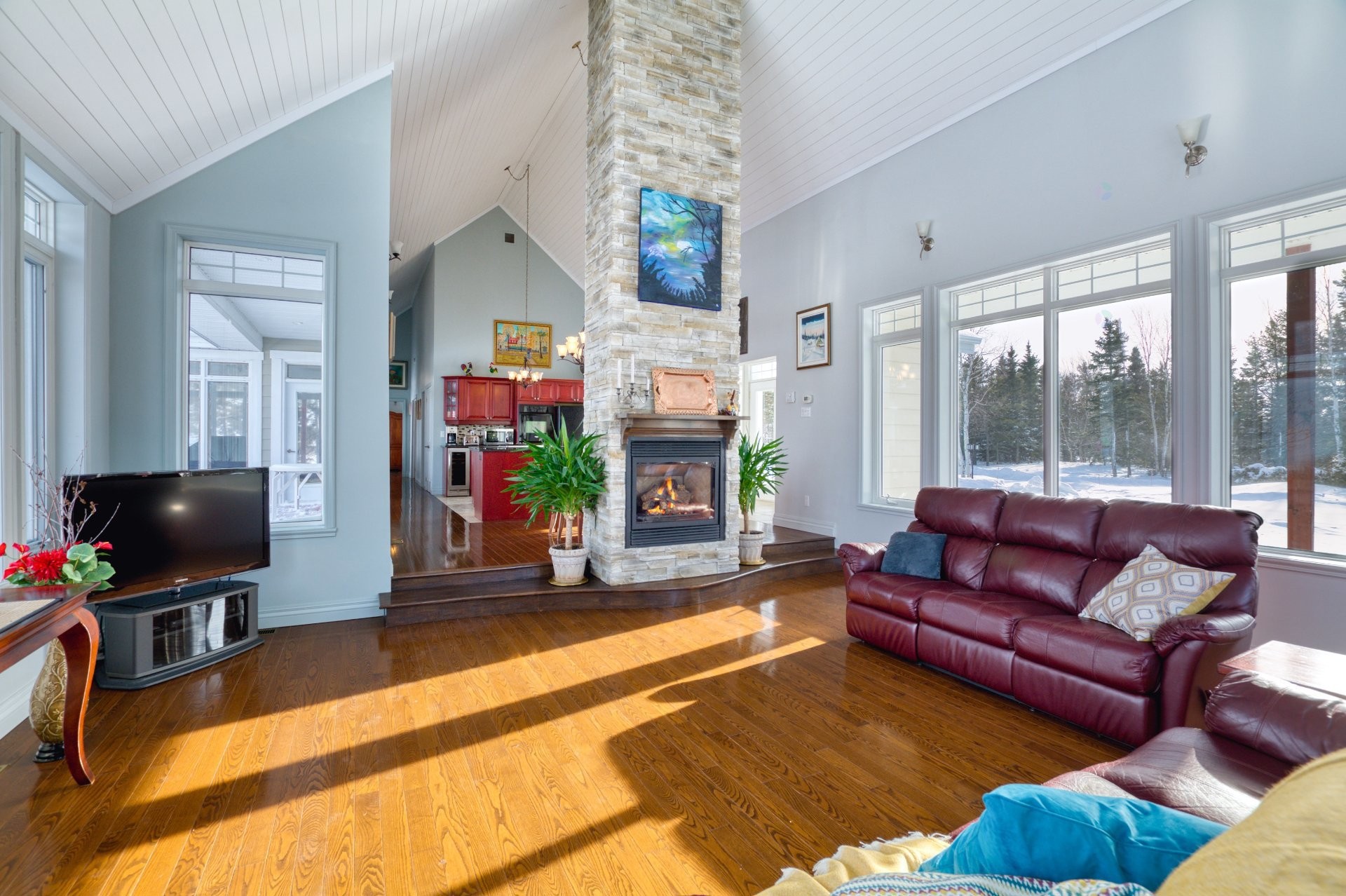 Salon - 3341 Route Du Fleuve, Les Éboulements, QC - Indoor Photo Showing Living Room With Fireplace