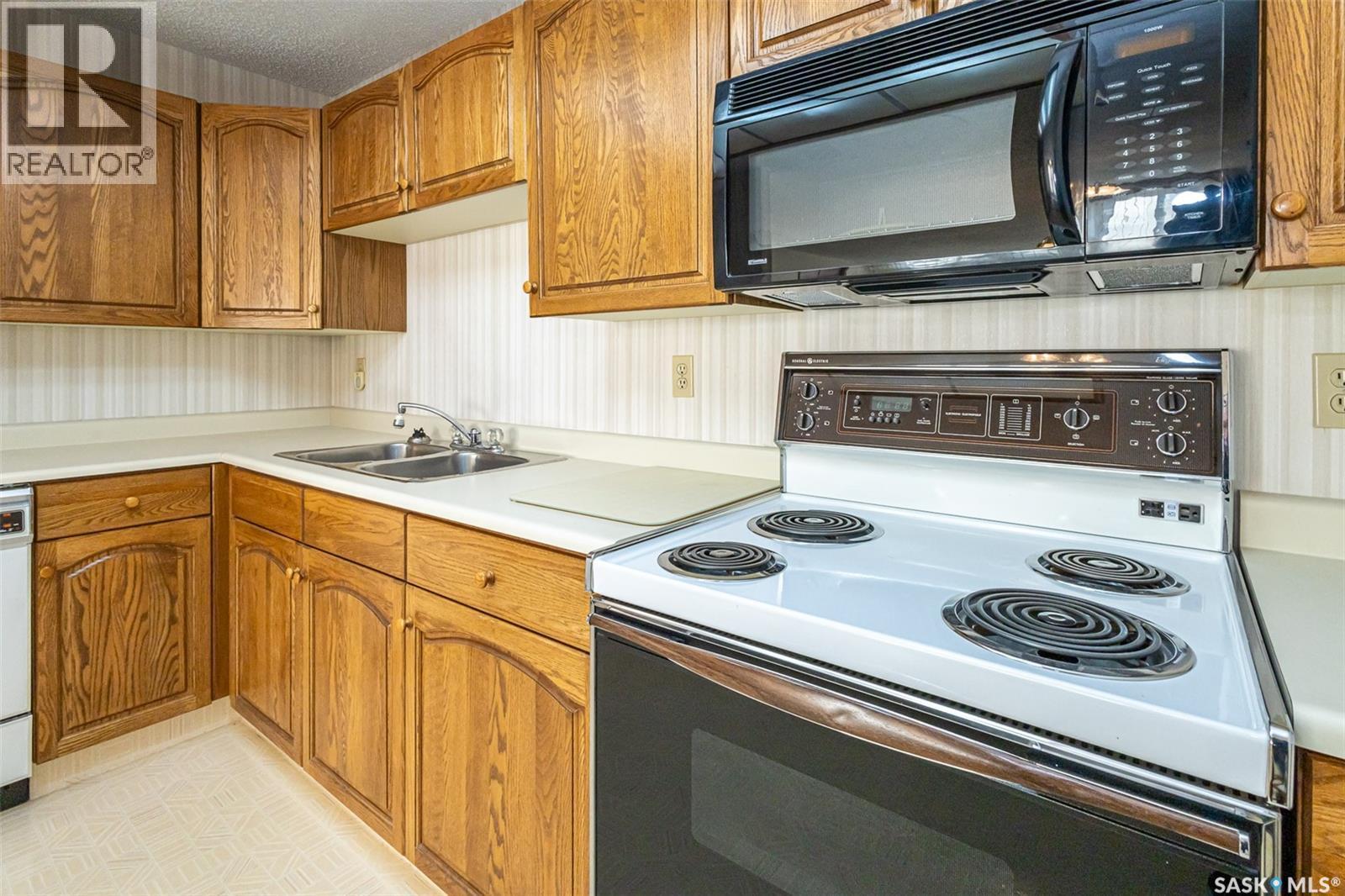 202 520 3Rd Avenue N, Saskatoon, SK - Indoor Photo Showing Kitchen With Double Sink