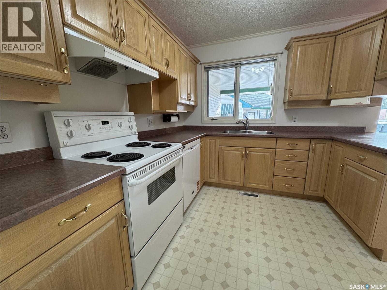 105 111 2Nd Avenue E, Rosetown, SK - Indoor Photo Showing Kitchen With Double Sink