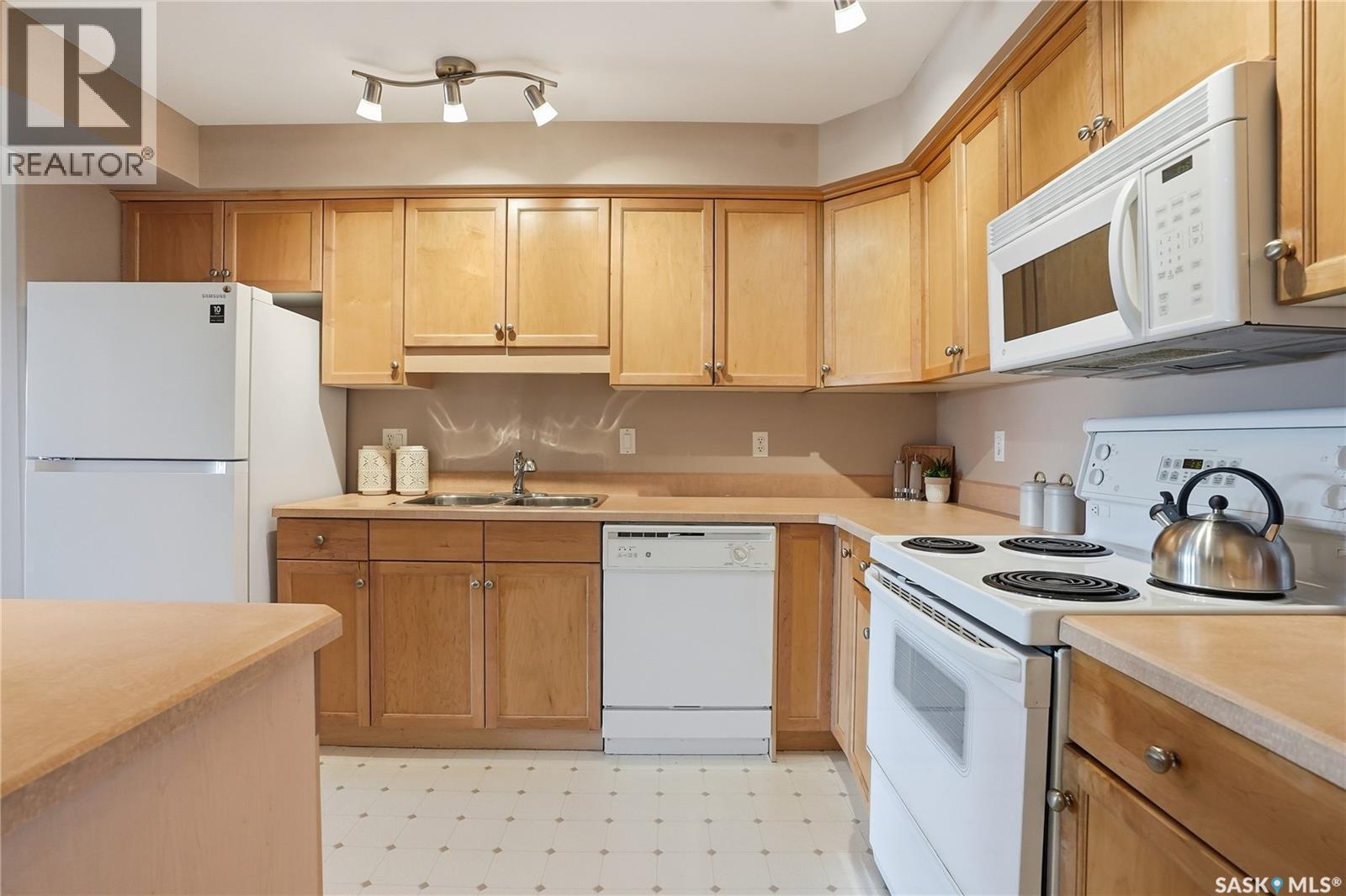 102 2213 Adelaide Street E, Saskatoon, SK - Indoor Photo Showing Kitchen With Double Sink