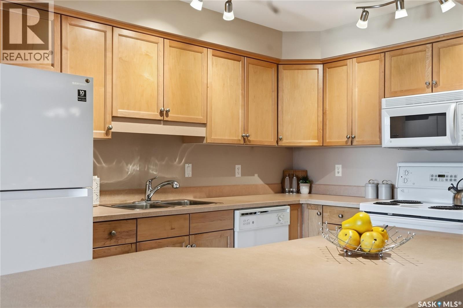 102 2213 Adelaide Street E, Saskatoon, SK - Indoor Photo Showing Kitchen With Double Sink