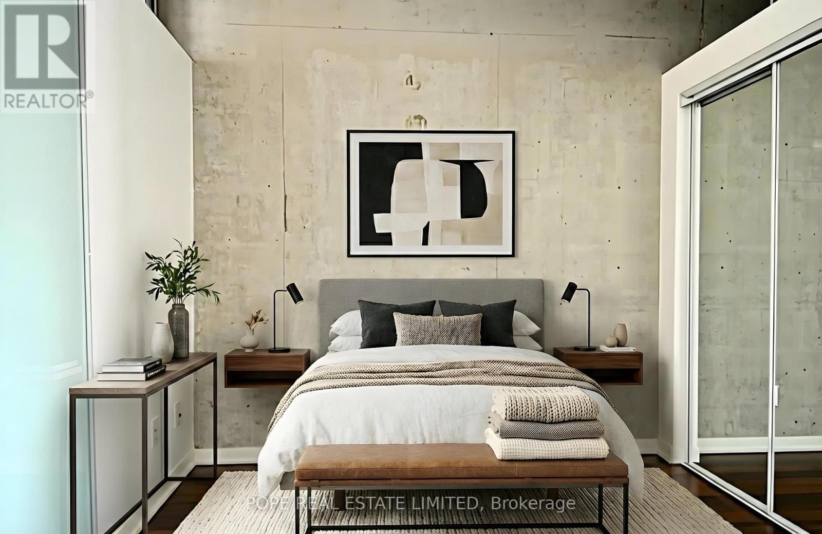 Virtual Staging - Bedroom - 312 - 38 Joe Shuster Way, Toronto, ON - Indoor Photo Showing Bedroom