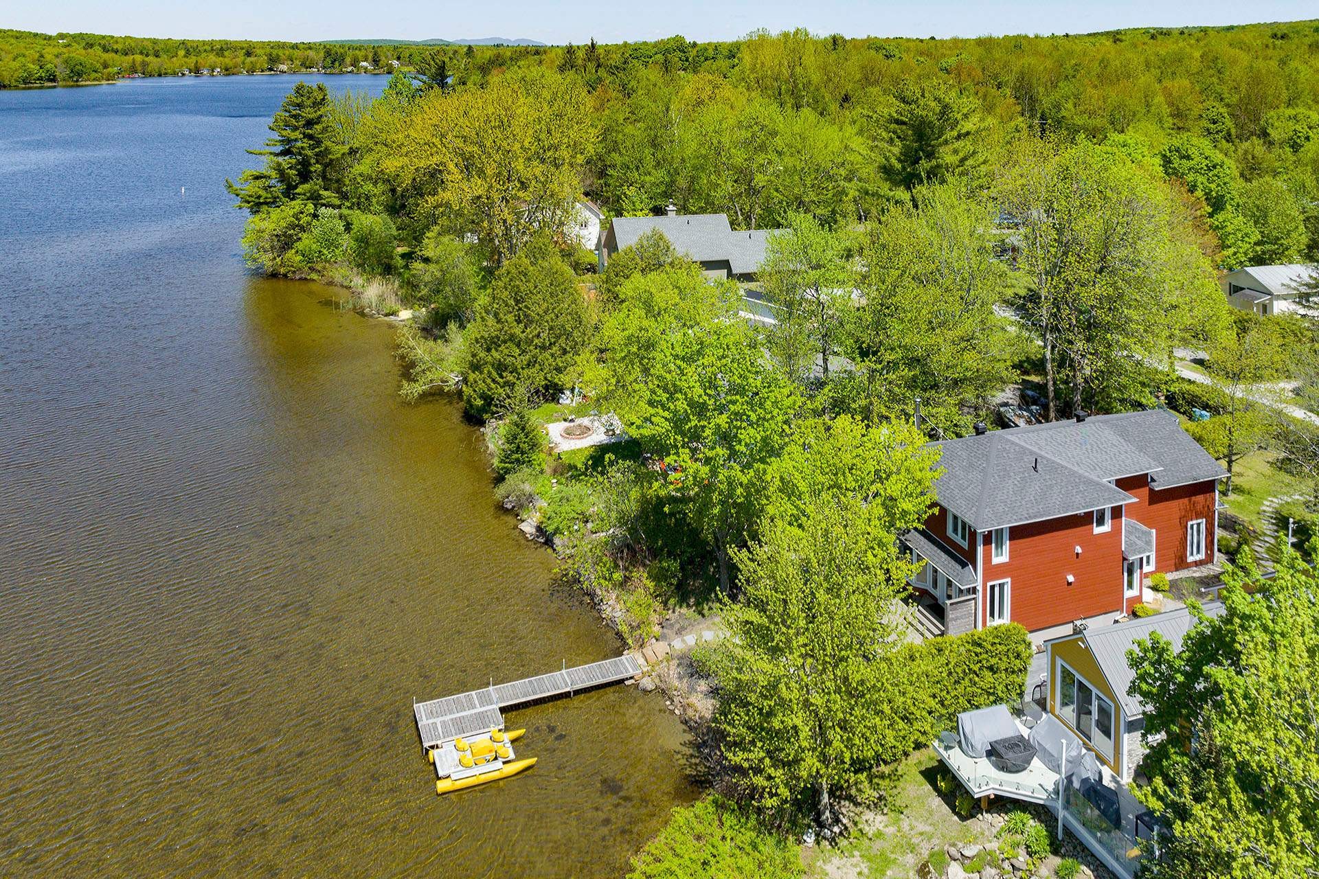 Photo aérienne - 230 Rue Larose, Dunham, QC - Outdoor With Body Of Water With View