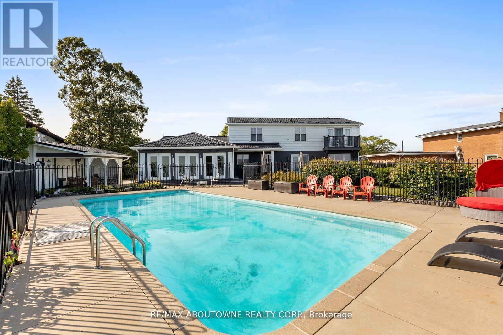 1073 North Service Road, Hamilton, ON - Outdoor With In Ground Pool With Backyard