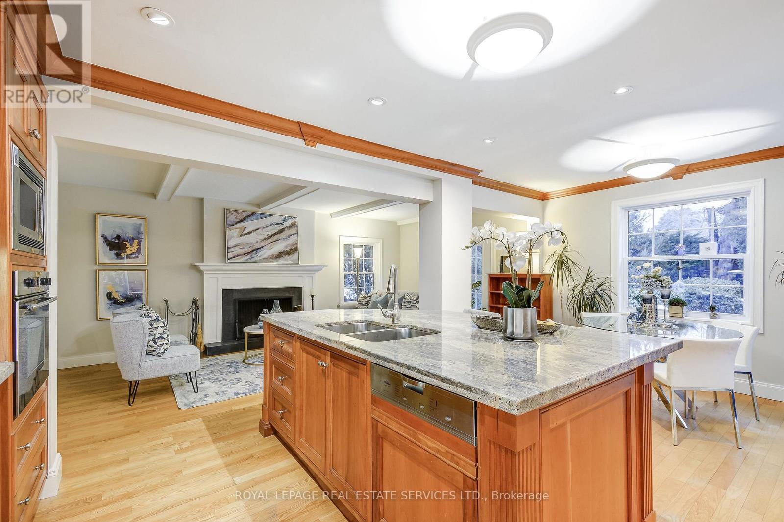 141 Digby Road, Oakville, ON - Indoor Photo Showing Kitchen With Fireplace With Double Sink