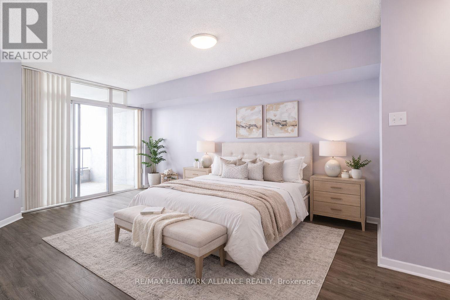 Virtually staged for illustrative purposes - 707 - 3 Rowntree Road, Toronto, ON - Indoor Photo Showing Bedroom