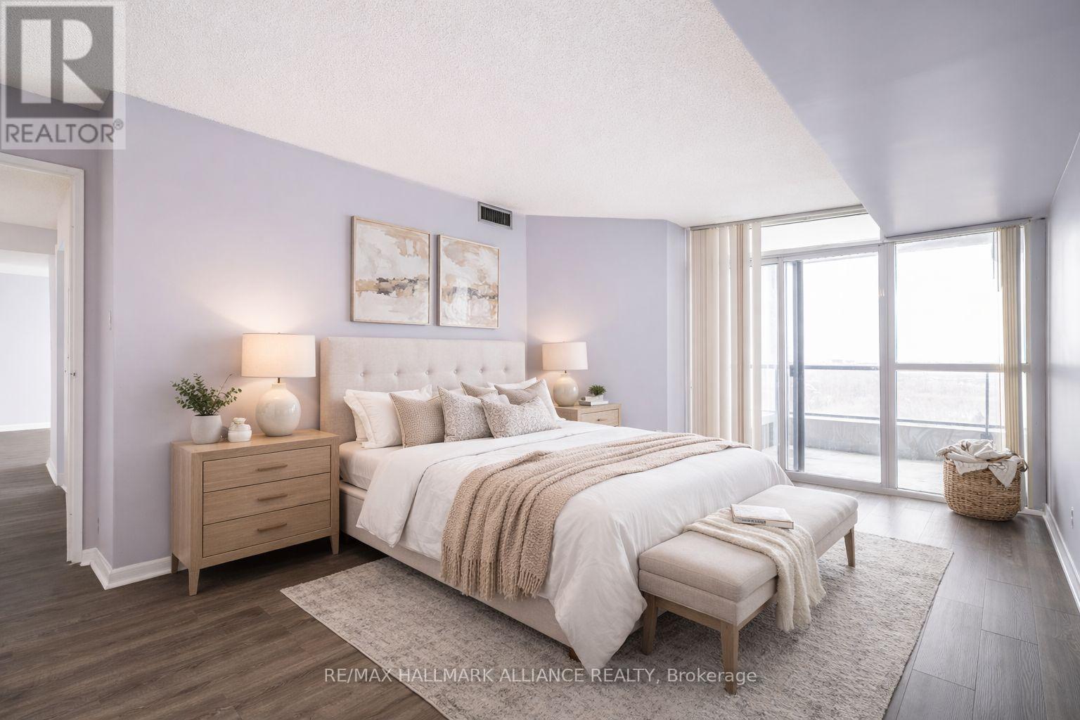 Virtually staged for illustrative purposes - 707 - 3 Rowntree Road, Toronto, ON - Indoor Photo Showing Bedroom