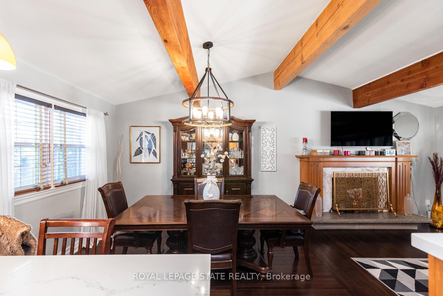 92 Auchmar Road, Hamilton, ON - Indoor Photo Showing Dining Room With Fireplace