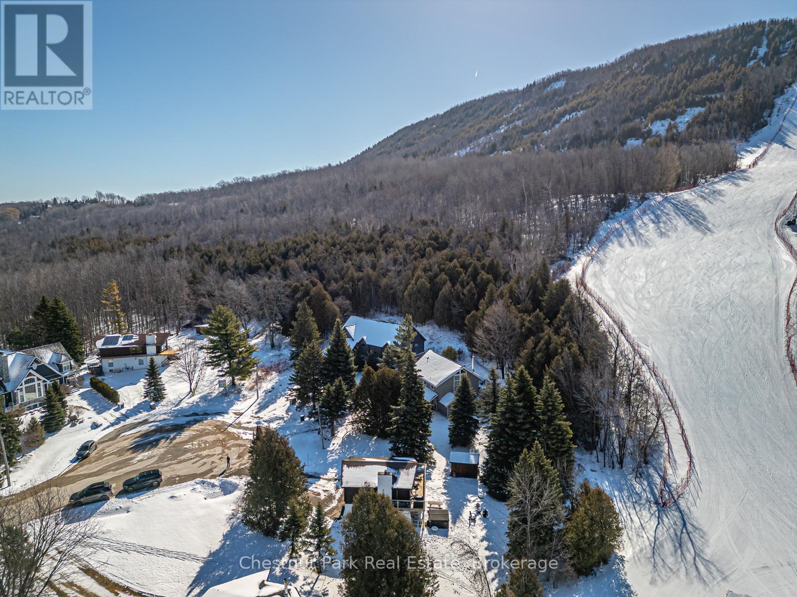 Chalet backs on to Minute Mile run at The Peaks - 158 Wensley Drive, Blue Mountains, ON - Outdoor With View