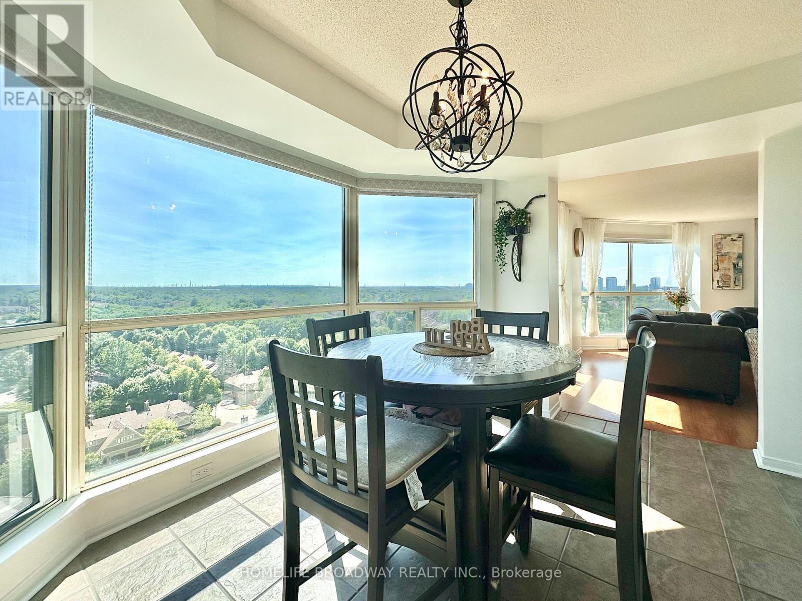 Beautiful Panoramic Clear View while Eating! - 1709 - 2155 Burnhamthorpe Road W, Mississauga, ON - Indoor Photo Showing Dining Room