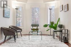 Bright living room has large windows -