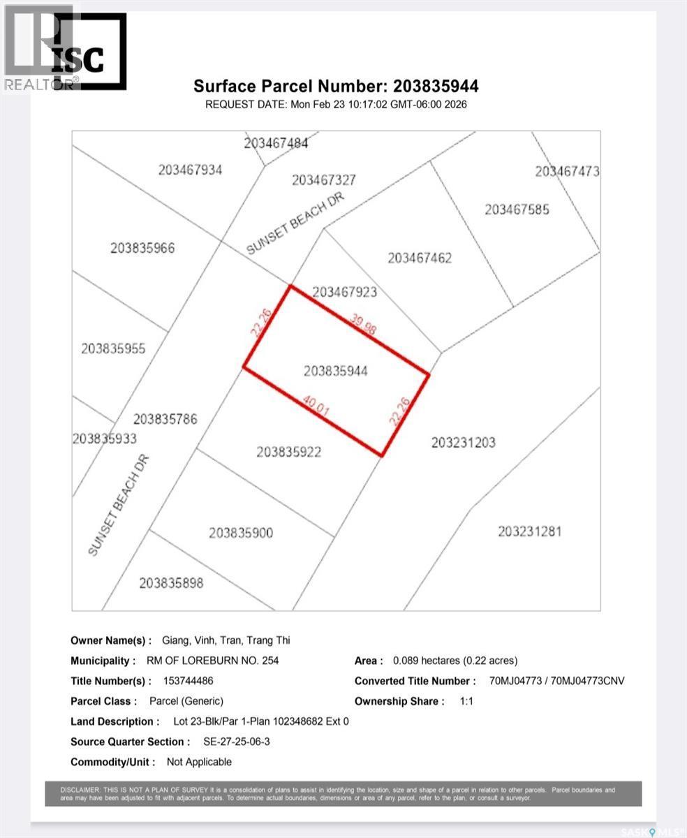 418 Sunset Beach Drive, Loreburn Rm No. 254, SK