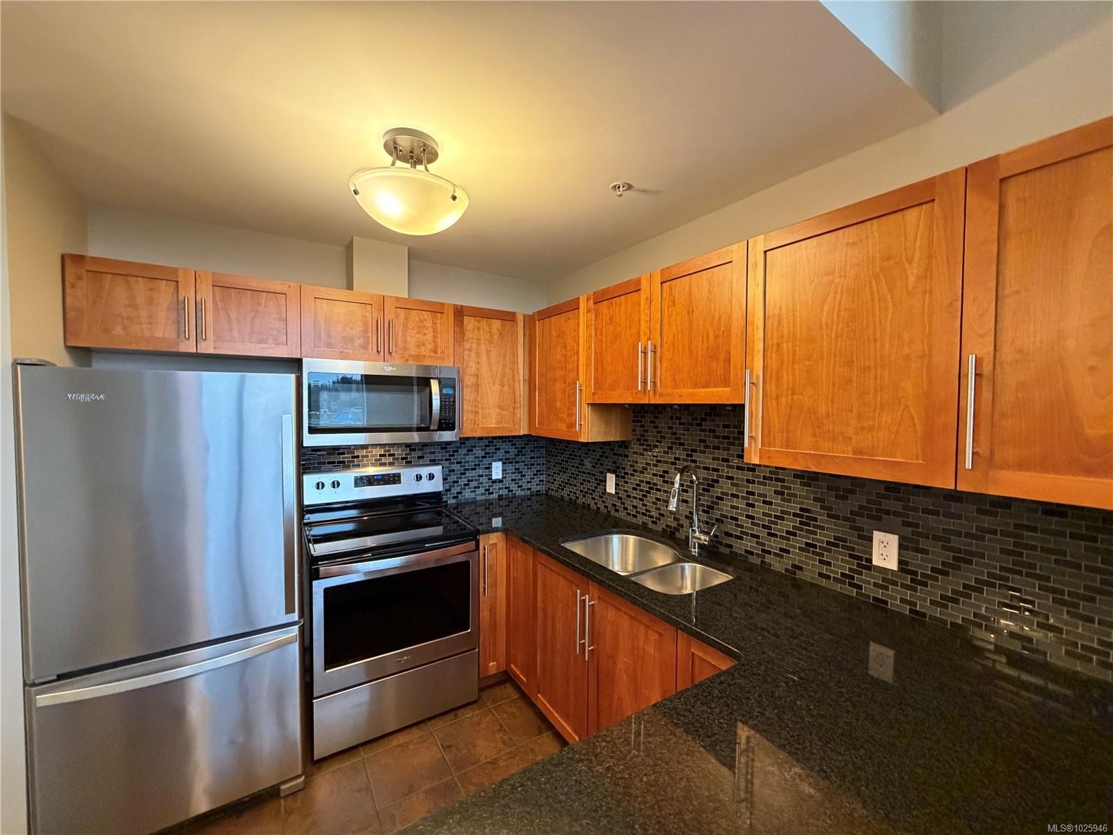 201-1629 Townsite Rd, Nanaimo, BC - Indoor Photo Showing Kitchen With Stainless Steel Kitchen With Double Sink