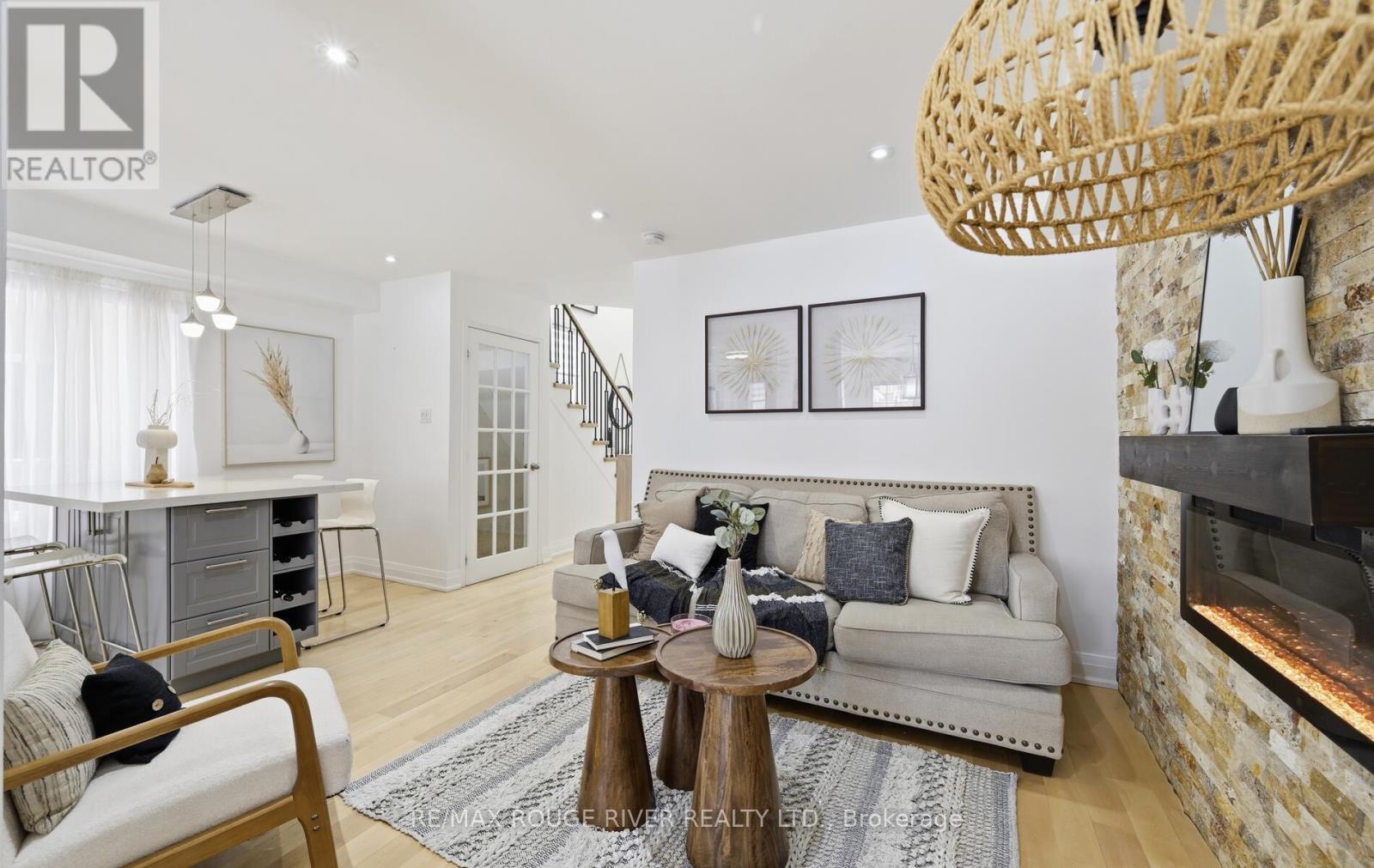 7 Hemans Court, Ajax, ON - Indoor Photo Showing Living Room With Fireplace