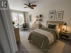 Bedroom virtually staged as teen room -