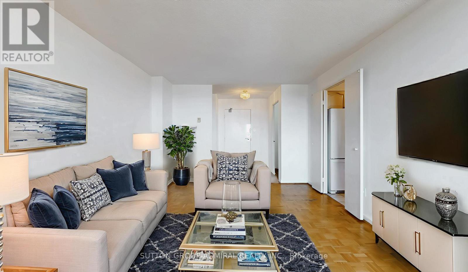 Virtually Staged Photo - 901 - 80 Inverlochy Boulevard, Markham, ON - Indoor Photo Showing Living Room
